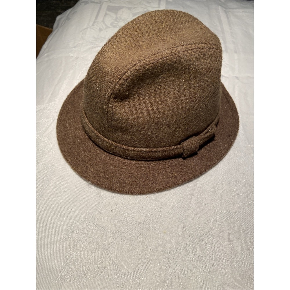 YOUNG AN Brown Tweed Fedora Hat  Wool Blend Mens Small 6 3/4‎ To 6 7/8 Vtg